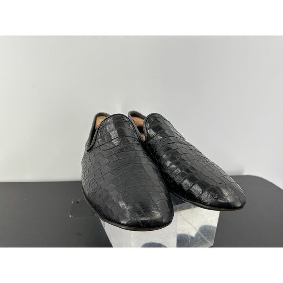 Jo Ghost Black Lizard Print Leather Round Toe Slip On Loafers Men’s Size 44 main image 11